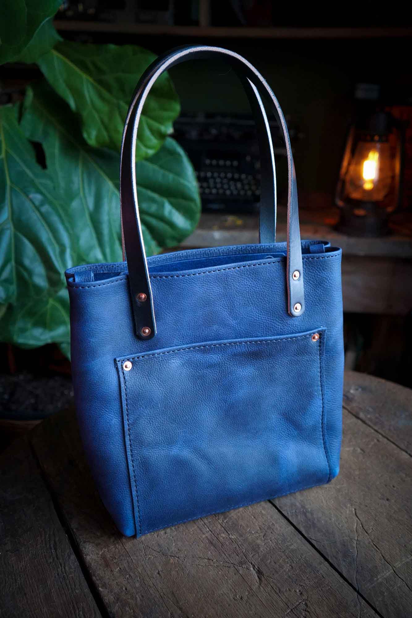Mini Leather Tote Bag - With Front Pocket