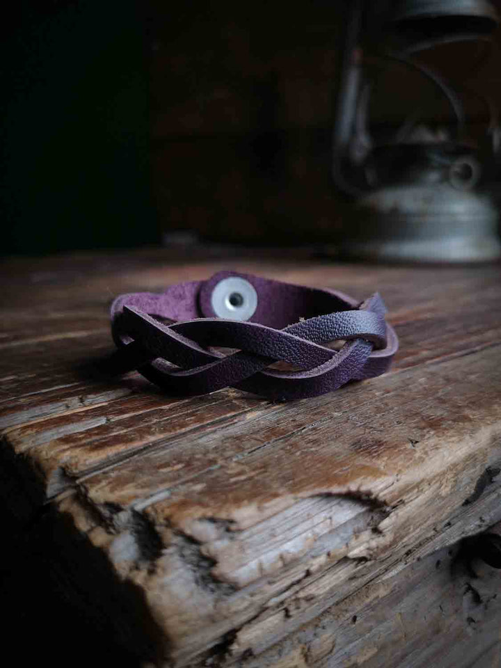 Mystery Braid Bracelet - Full Grain Leather - Handmade In Canada