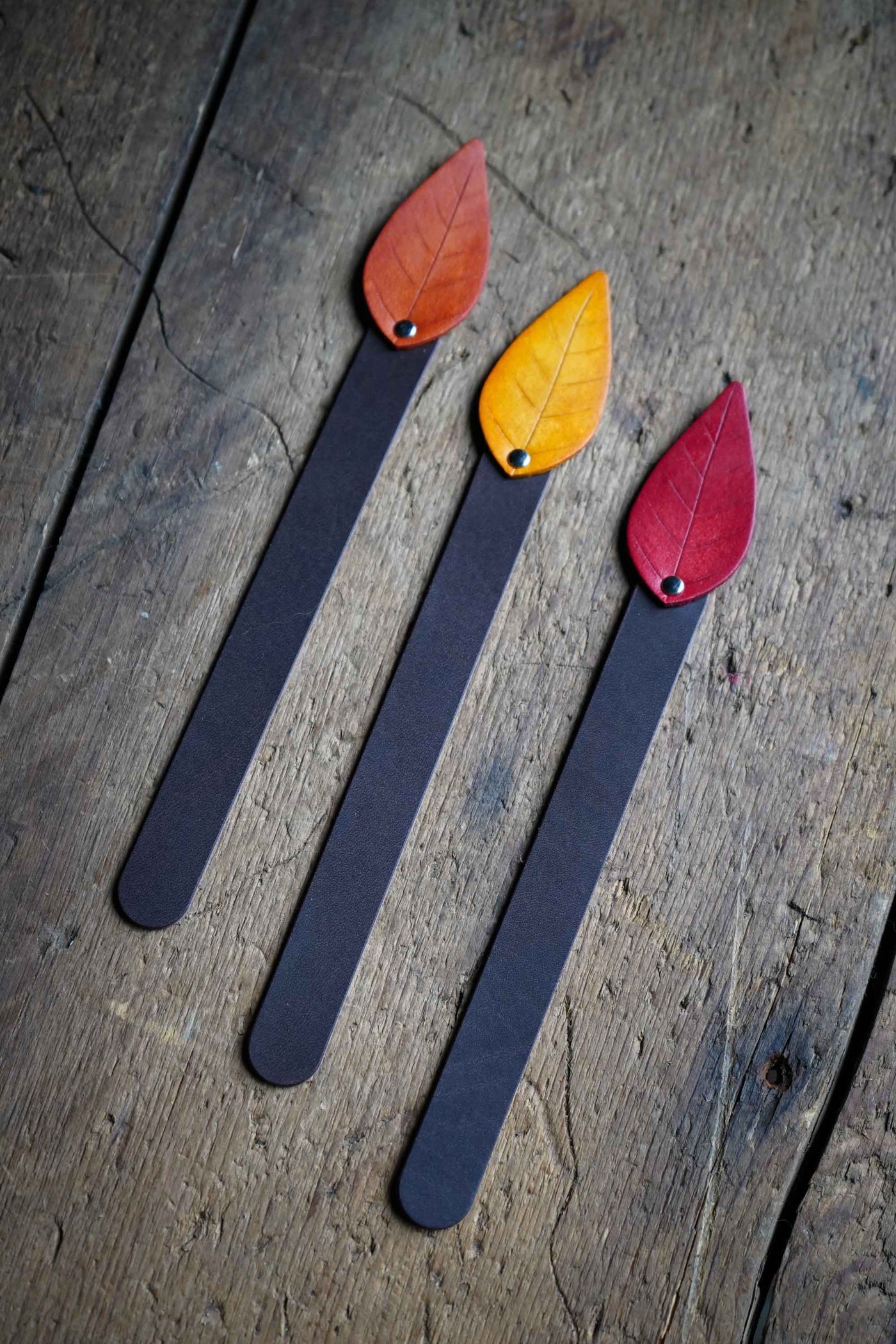 Personalized Leather Fall Leaf Bookmark