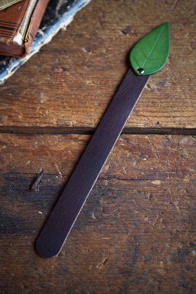 Personalized Leather Leaf Bookmark