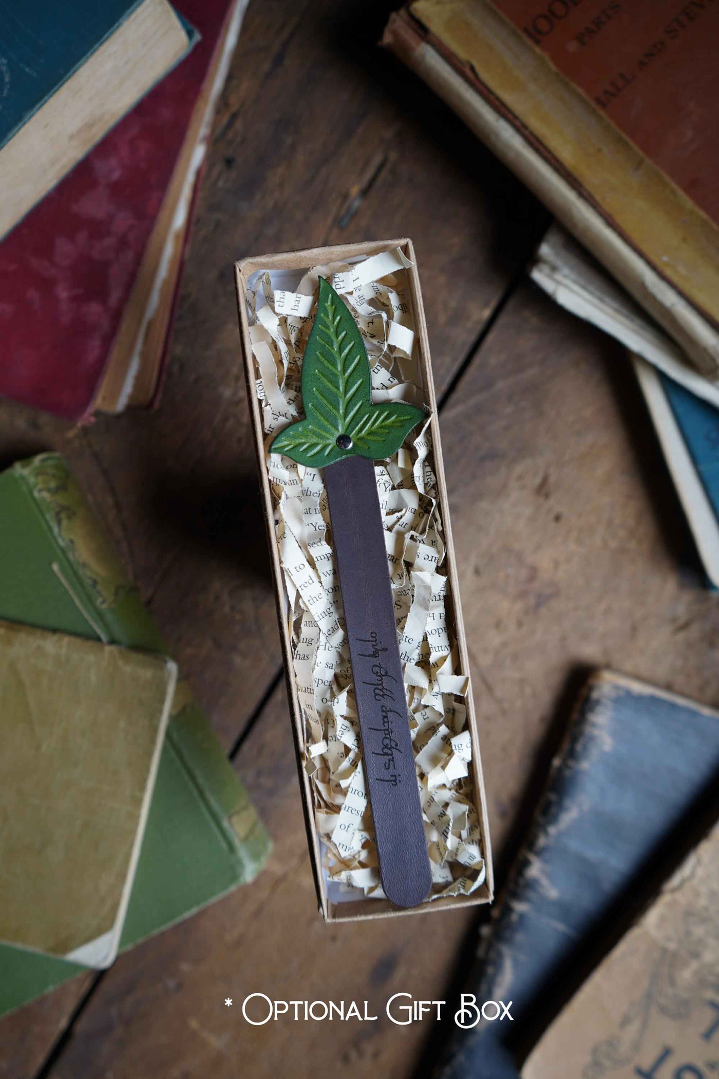 Personalized Leather Lorien Leaf Bookmark