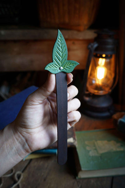 Personalized Leather Elven Leaf Bookmark