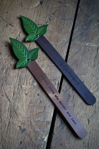 Personalized Leather Lorien Leaf Bookmark
