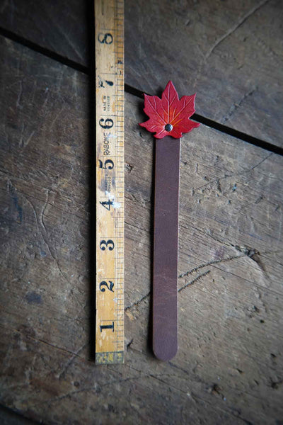 Personalized Leather Maple Leaf Bookmark
