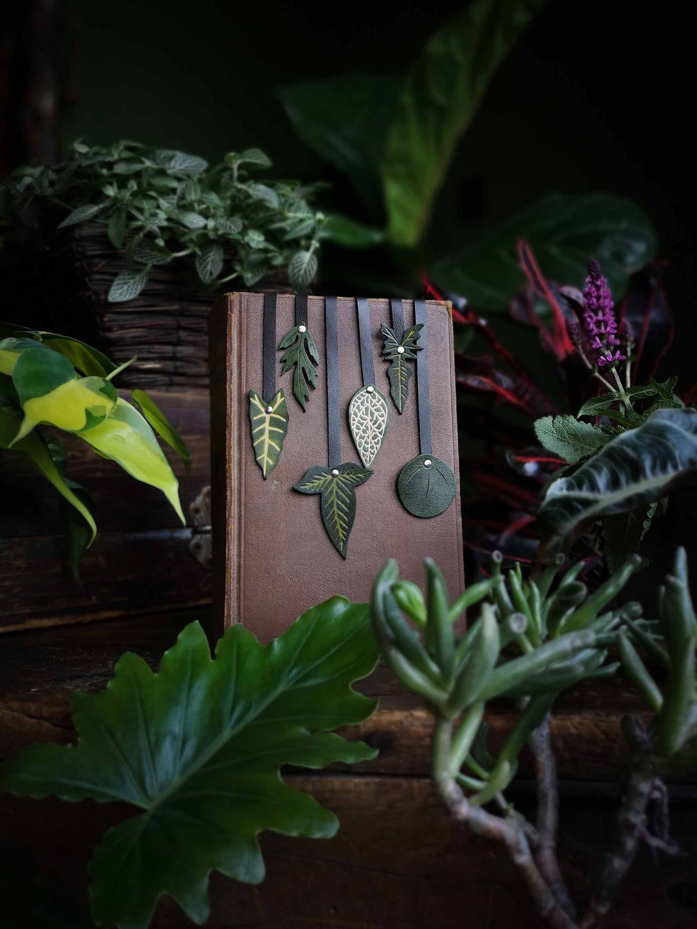 Elven Leaf Leather Bookmark