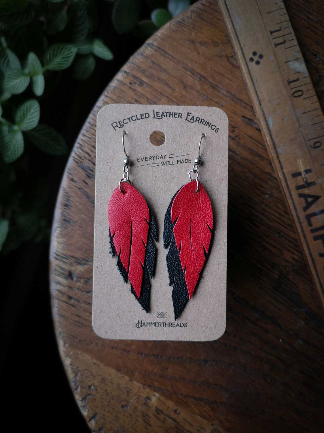 Leather Fringe Earrings / Handmade Leather Earrings / Feather Charm  Earrings / Gift for Her -  Canada