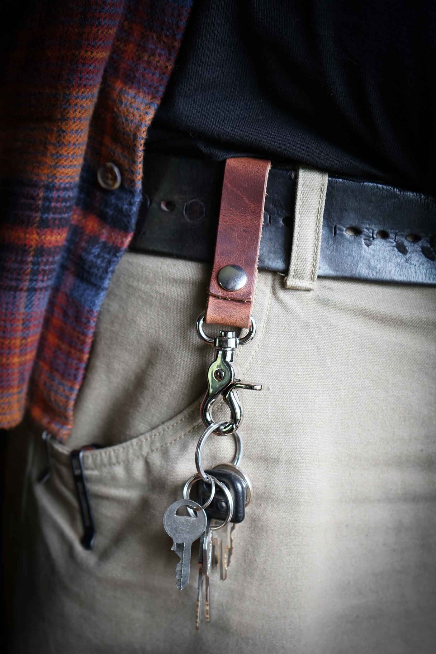 Belt Latch Leather Keychain