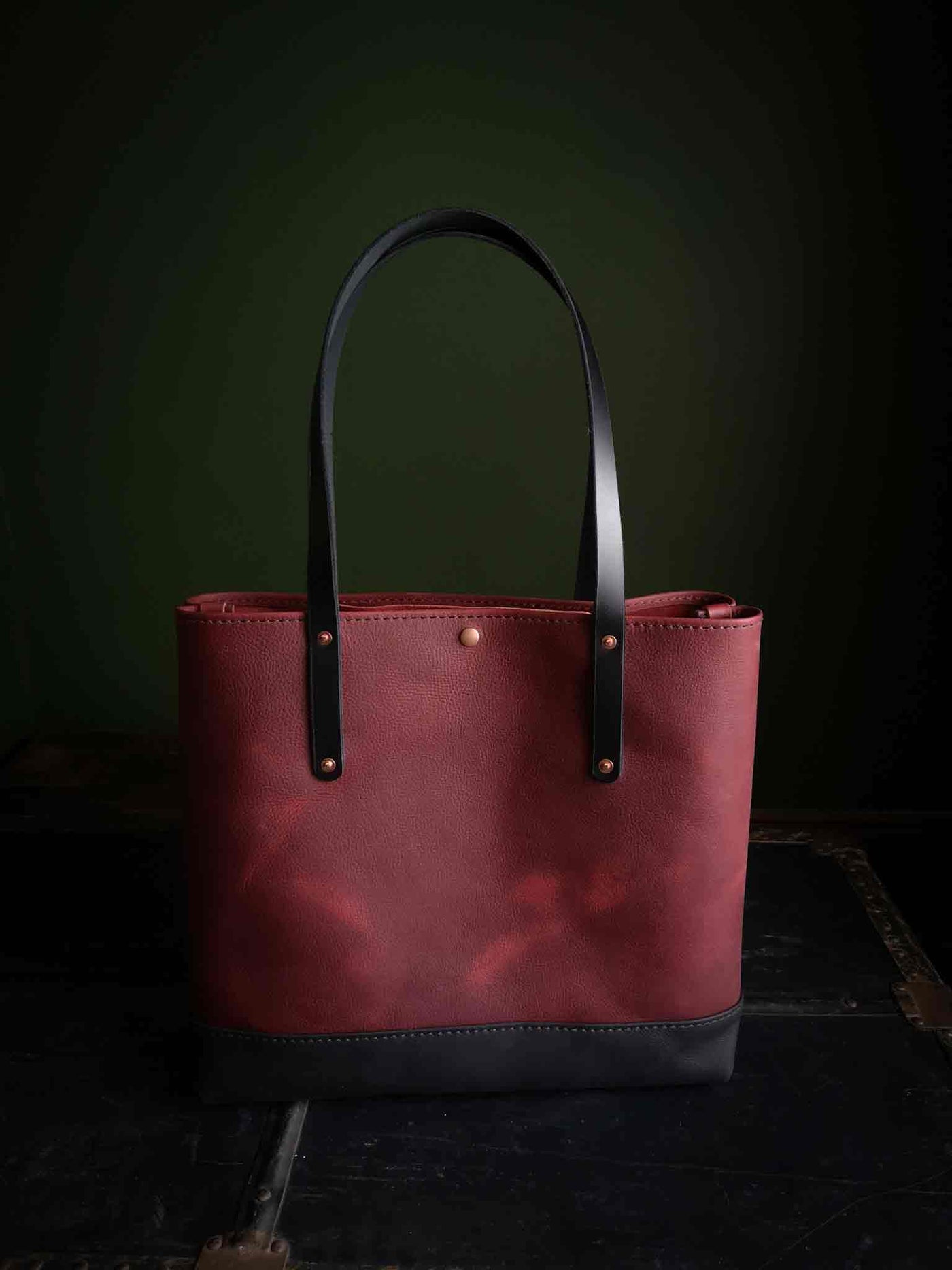 Contrast Leather Tote Bag