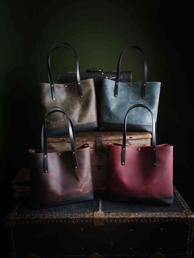 Contrast Leather Tote Bag